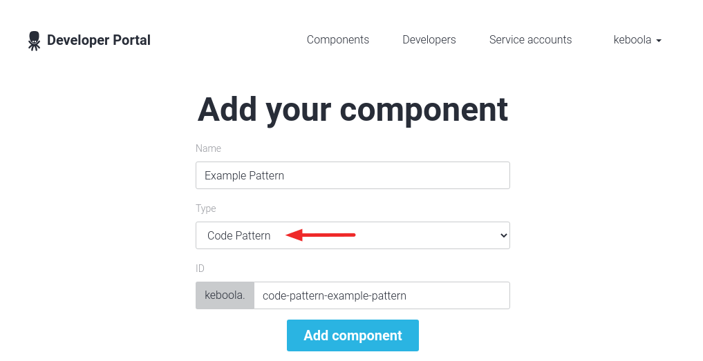 Screenshot -- Add component